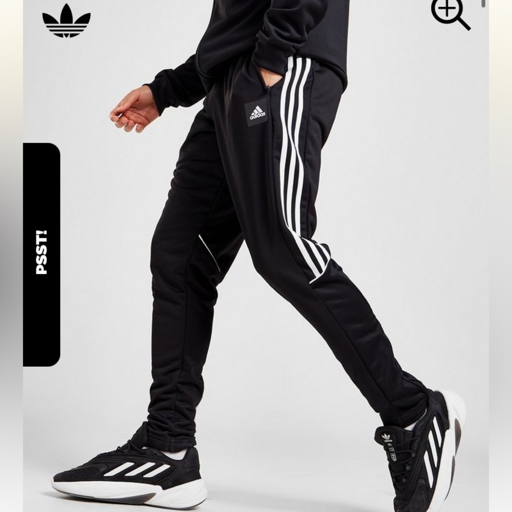 Adidas Soccer Futbol Sweatpants Pants NWT New Black Small White Zipper Pockets